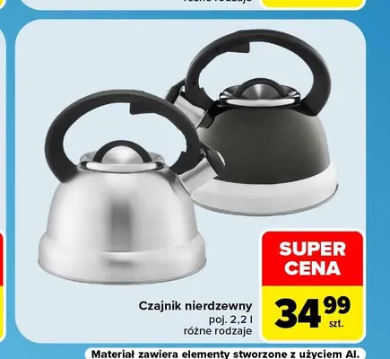 Czajnik nierdzewny 2,2 l promocja w Carrefour