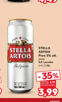 Piwo 5% alk. Stella Artois promocja w Kaufland