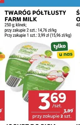 Twaróg półtłusty Farm Milk promocja w Stokrotka