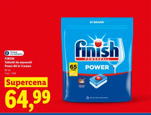 Tabletki do zmywarki Power All in 1 Lemon Finish promocja w Lidl