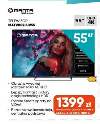 Telewizor MATV002LUV55 Manta promocja w Max Elektro