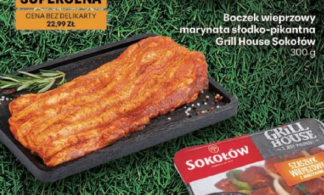 Boczek wieprzowy marynata słodko-pikantna Grill House Sokołów promocja w Delikatesy Centrum