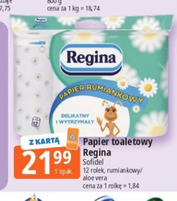 Papier toaletowy aloe vera Regina 12-pak promocja w Leclerc