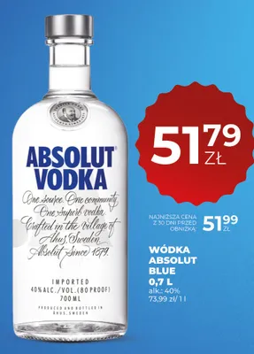 Wódka Absolut Blue promocja w Duży Ben