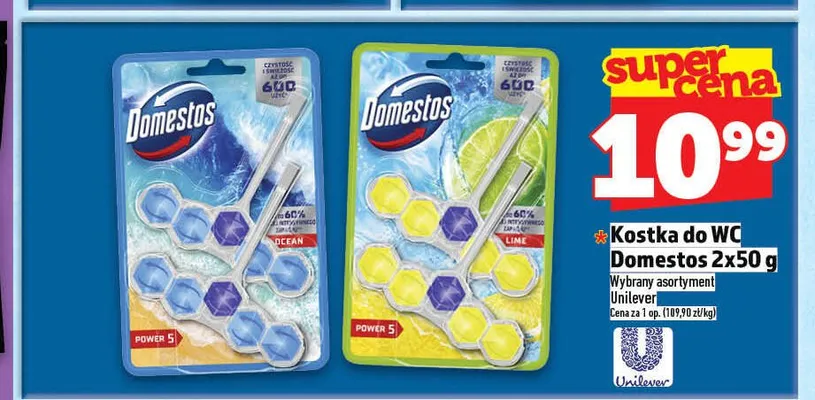 Kostka do WC Domestos Ocean 2-pak 50g promocja w TOPAZ
