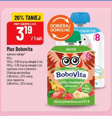 Mus BoboVita Jabłka i truskawki z bananem promocja w POLOmarket