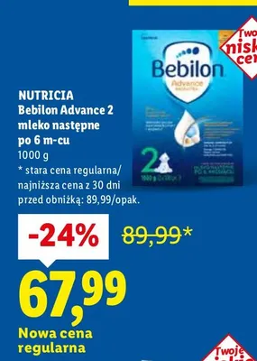 Mleko następne Bebilon Advance 2 po 6 m-cu promocja w Lidl
