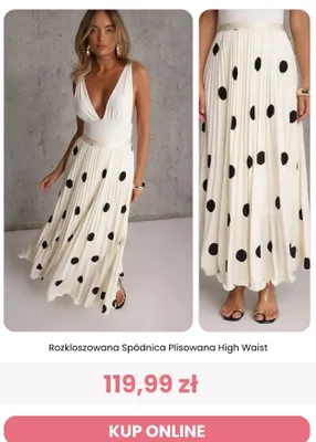 Spódnica damska rozkloszowana plisowana High Waist Reneé promocja w Renee