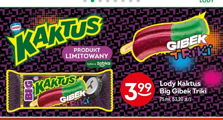 Lody Kaktus Big Gibek Triki promocja w Żabka
