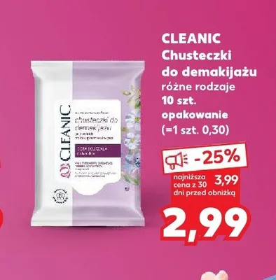 Chusteczki do demakijażu Cleanic promocja w Kaufland