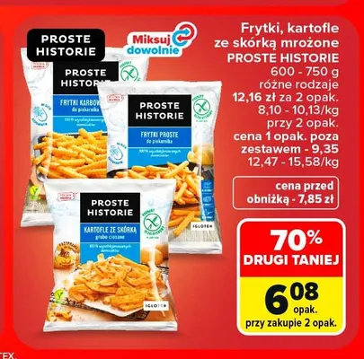 Kartofle ze skórką grubo ciosane mrożone Proste Historie promocja w Carrefour