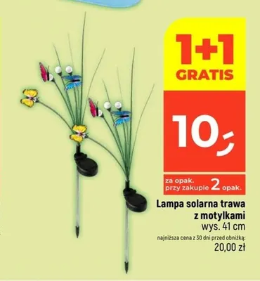 Lampa solarna trawa z motylkami wys. 41cm promocja w Dealz
