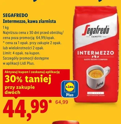 Kawa ziarnista SEGAFREDO Intermezzo promocja w Lidl