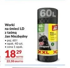 Worki na śmieci LD z taśmą 60 l Jan Niezbędny promocja w Makro