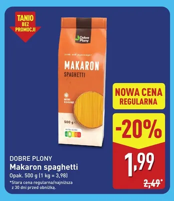 Makaron spaghetti Dobre Plony promocja w Aldi