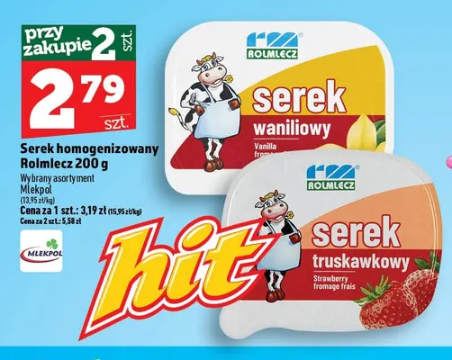 Serek homogenizowany Rolmlecz truskawkowy promocja w TOPAZ