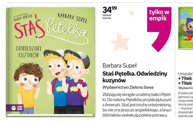 Książka Staś Pętelka. Odwiedziny kuzynów Barbara Supeł promocja w Dzień Dziecka