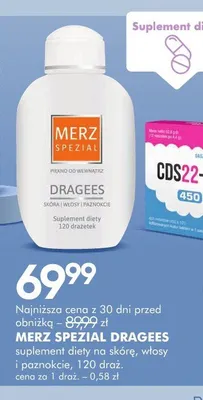 Suplement diety na skórę, włosy i paznokcie MERZ SPEZIAL DRAGEES promocja w Super-Pharm