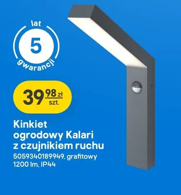 Kinkiet ogrodowy Kalari z czujnikiem ruchu grafitowy promocja w Castorama