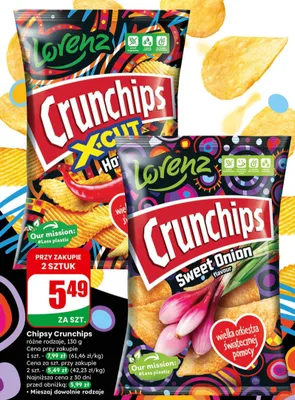 Chipsy Crunchips różne rodzaje promocja w Dino