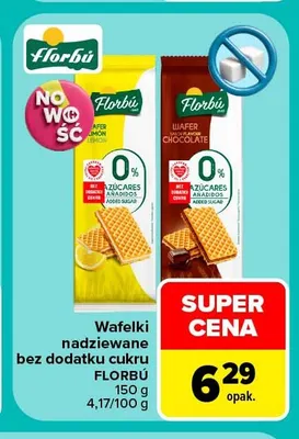 Wafelki nadziewane cytrynowe bez dodatku cukru Florbú promocja w Carrefour