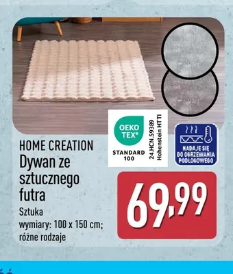 Dywan ze sztucznego futra 100x150 cm Home Creation promocja w Aldi