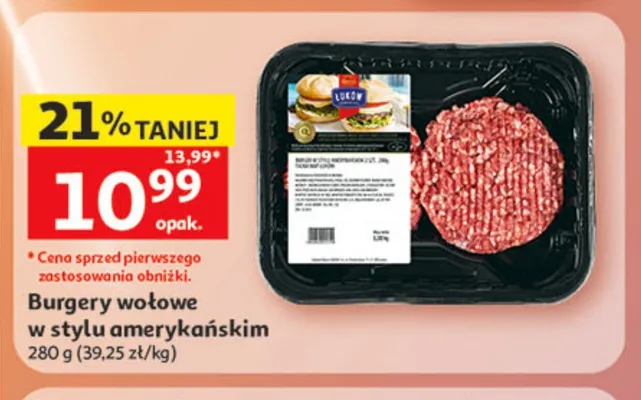 Burgery wołowe w stylu amerykańskim promocja w Auchan