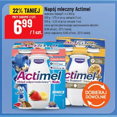 Napój probiotyczny Actimel Kids truskawka-banan 4-pak promocja w POLOmarket