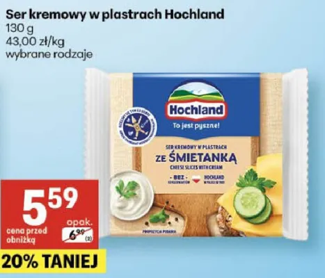 Ser kremowy w plastrach ze śmietanką Hochland promocja w Delikatesy Centrum