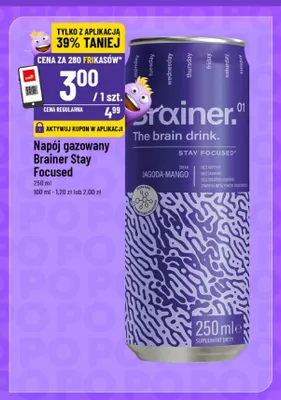 Napój gazowany Brainer Stay Focused promocja w POLOmarket