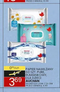 Papier nawilżany Pure Auchan promocja w Wafelek