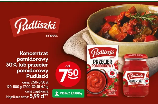 Przecier pomidorowy Pudliszki promocja w Żabka
