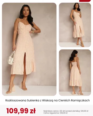 Sukienka rozkloszowana z wiskozy na cienkich ramiączkach Renee promocja w Renee