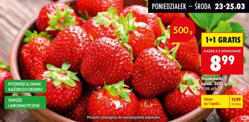 Truskawki, 500 g 1+1 GRATIS promocja w Biedronka