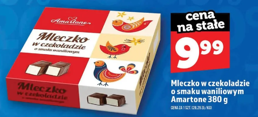 Mleczko w czekoladzie o smaku waniliowym Amartone promocja w TOPAZ