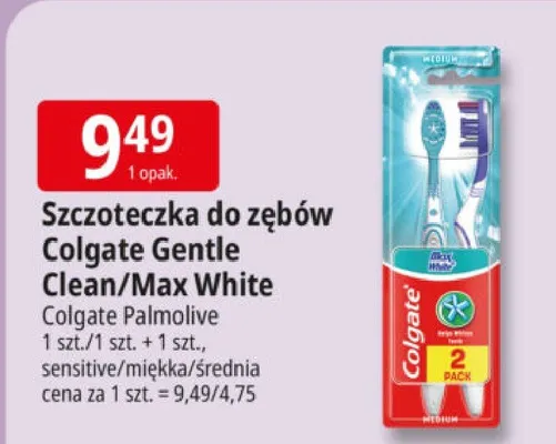 Szczoteczka do zębów Colgate Gentle Clean/Max White promocja w Leclerc