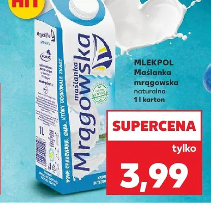 Maślanka mrągowska naturalna Mlekpol promocja w Kaufland