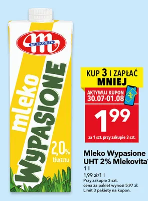 Mleko Wypasione UHT 2% Mlekovita promocja w LEWIATAN