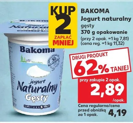 Jogurt naturalny gęsty Bakoma promocja w Kaufland