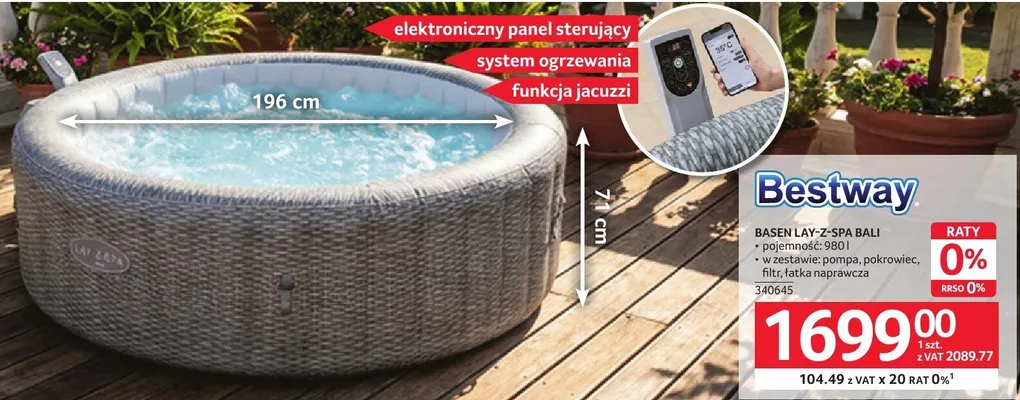 Basen SPA Bestway Lay-Z-Spa Bali 980l promocja w Selgros