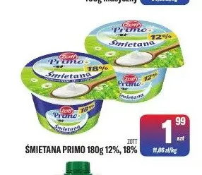 Śmietana Primo Zott 12% 18% promocja w Tomi Markt