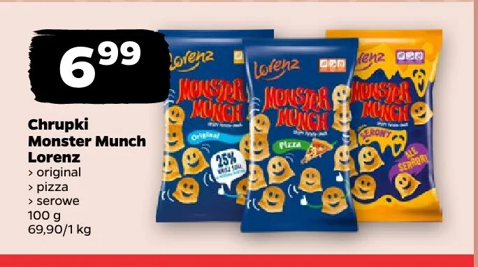 Chrupki Monster Munch serowe Lorenz promocja w Netto