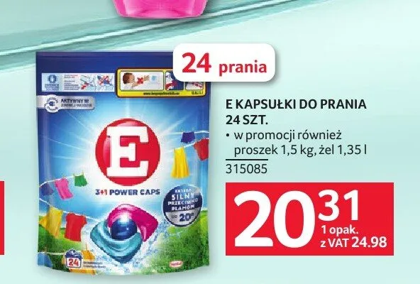 Kapsułki do prania E 3+1 Power Caps promocja w Selgros