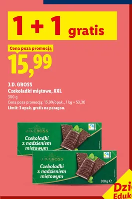 Czekoladki miętowe XXL J.D. Gross promocja w Lidl