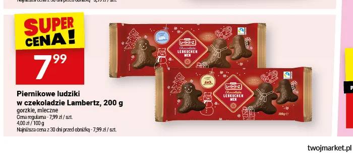 Piernikowe ludziki w czekoladzie Lambertz mleczne promocja w Twój Market