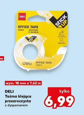 Taśma klejąca przezroczysta z dyspenserem Deli promocja w Kaufland
