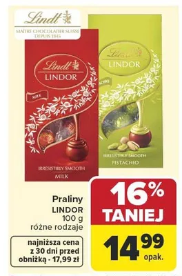 Praliny Lindor milk Lindt promocja w Carrefour