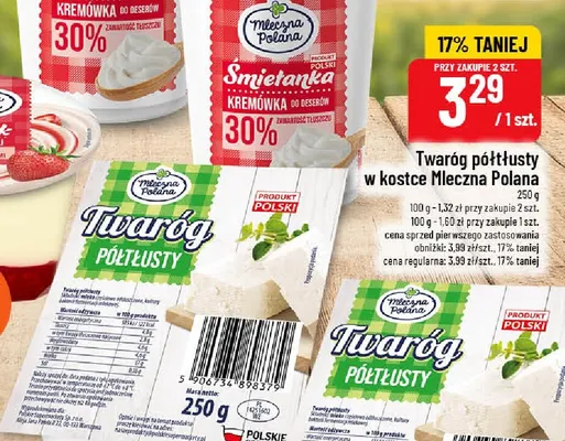 Twaróg półtłusty w kostce Mleczna Polana promocja w POLOmarket