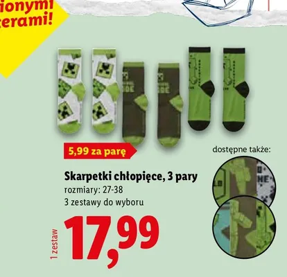 Skarpetki chłopięce 3 pary promocja w Lidl