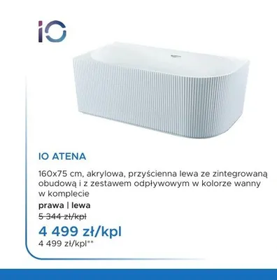 Wanna akrylowa IO Atena promocja w Blu Salony Łazienek